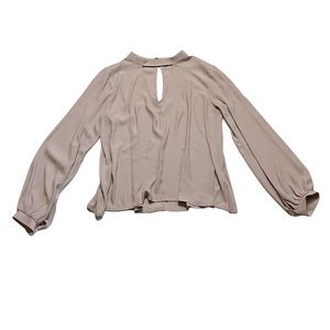 Lush Sheer Keyhole Cutout Sheer Lightweight Business Casual Blouse Mauve Small